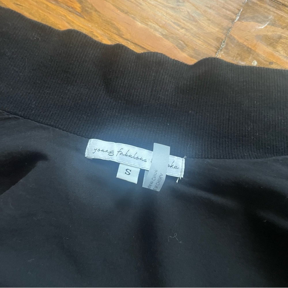 Young Fabulous & Broke Black Bomber Jacket with Gold Zippers - Picture 5 of 16